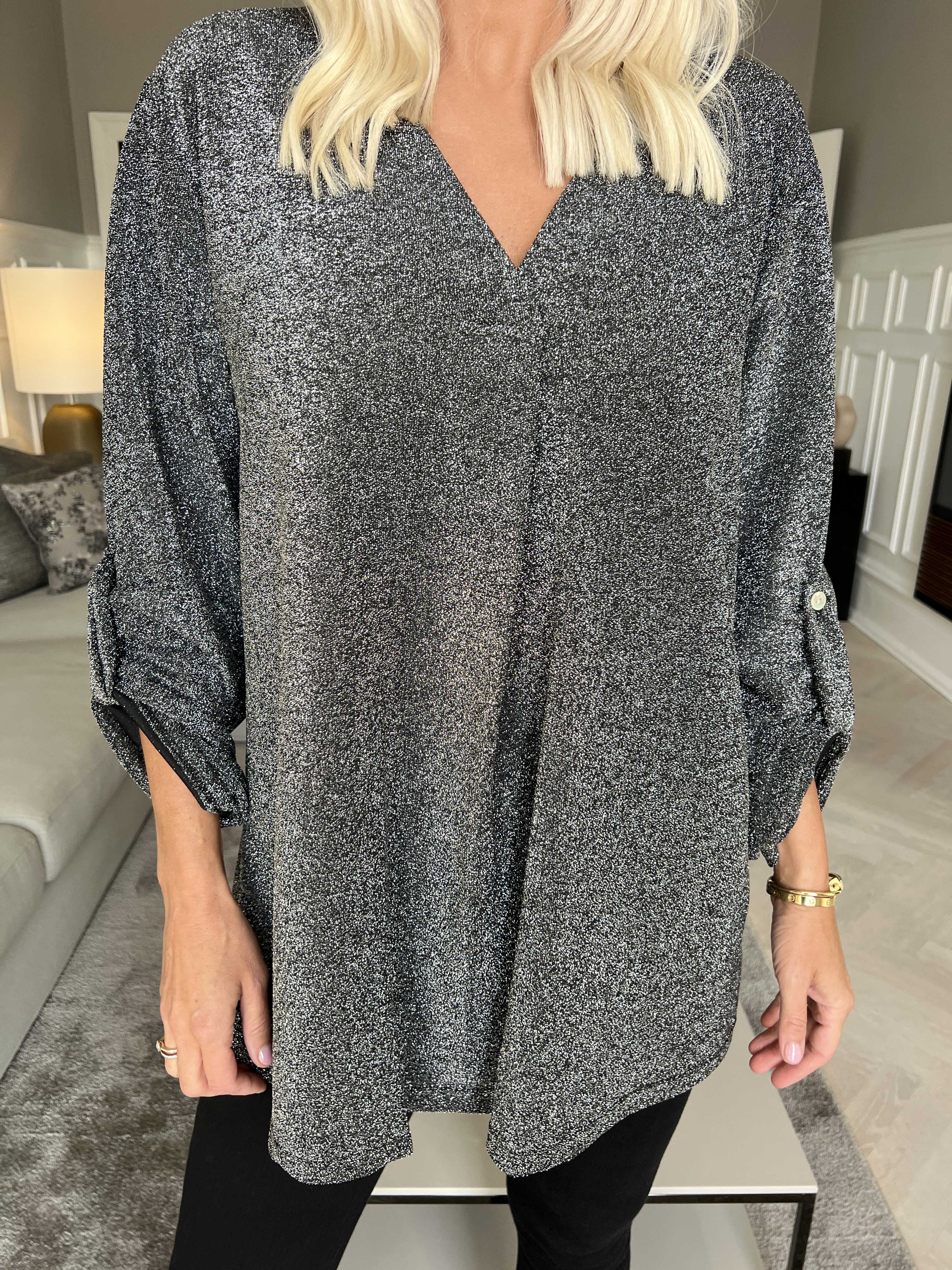 Larna Glitter - Tunika med glittertrådar och v-ringning